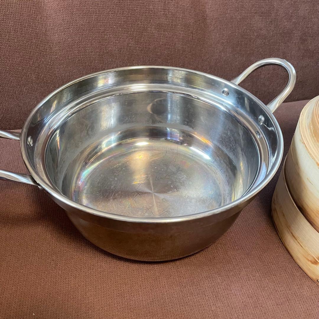 かごや　蒸籠　2段　蓋・鍋つき　24センチ