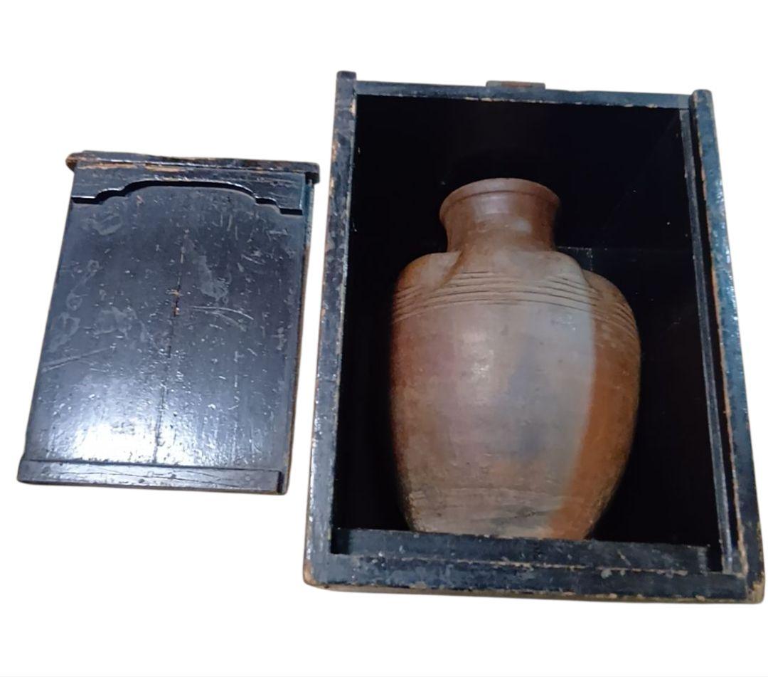 骨董品　陶器　花瓶　共箱付き　レトロ　江戸時代後期の壺　茶道具　花入　極美品‼️