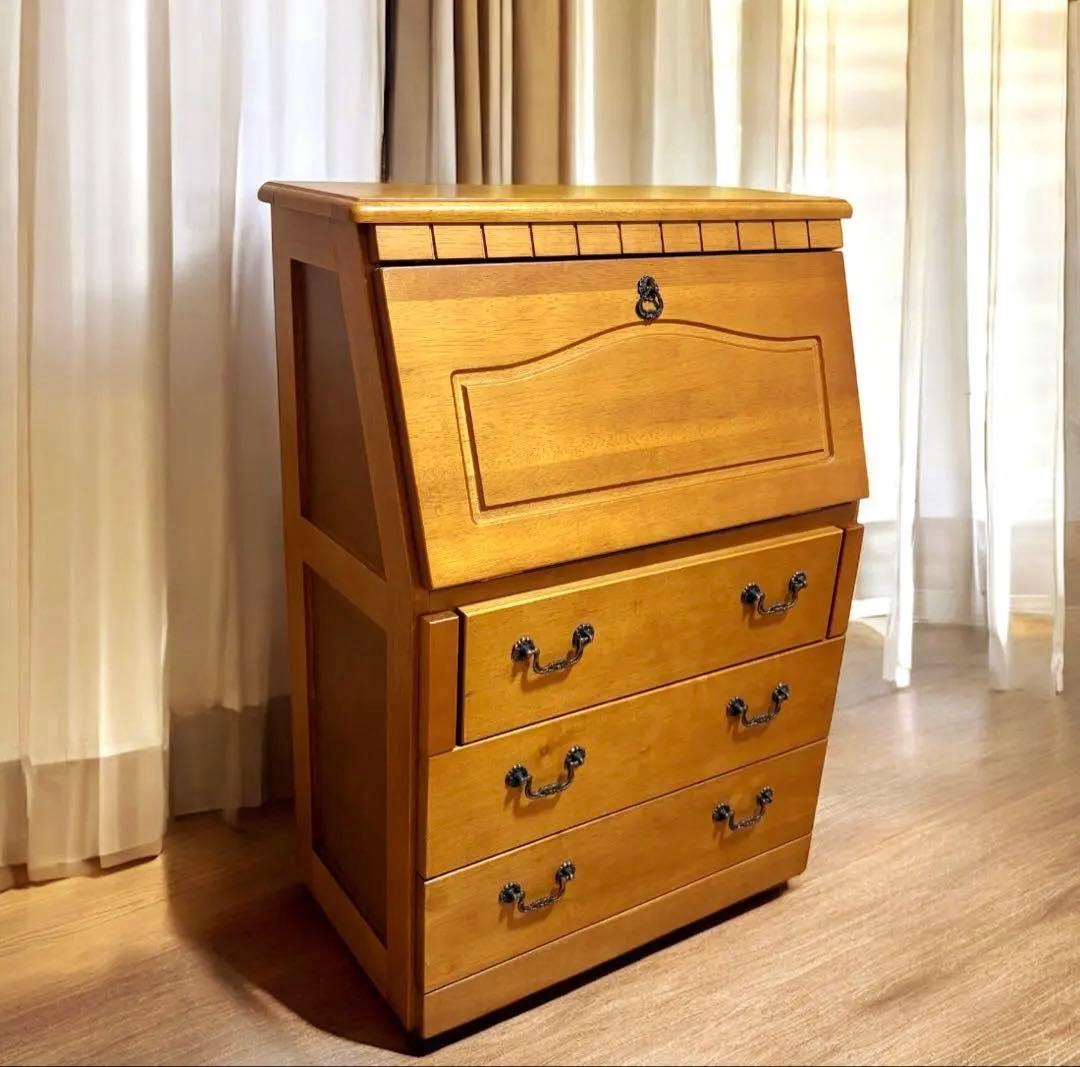 アンティーク調 ライティングビューロー チェスト デスク コンパクト