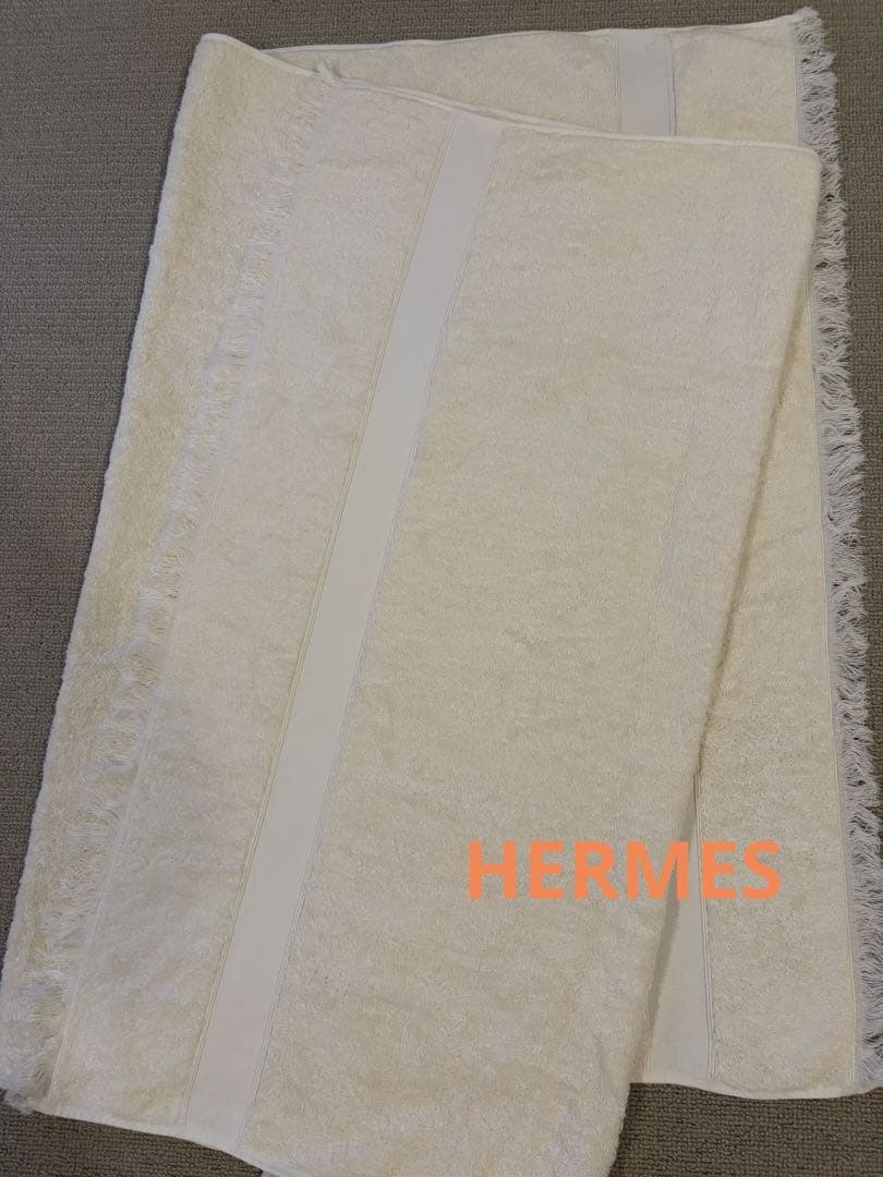 エルメス　大判タオル　綿100% ホワイト　157×84cm