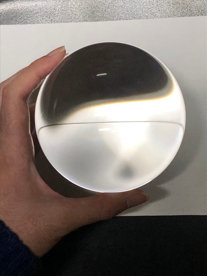 説明必読！台付き美品　水晶　丸玉　スフィア 約9.4センチ　【匿名配送】