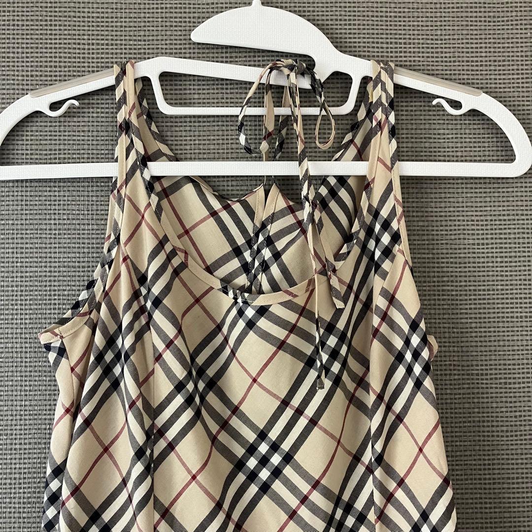 美品 バーバリーブルーレーベル プリーツワンピース ノバチェック 36