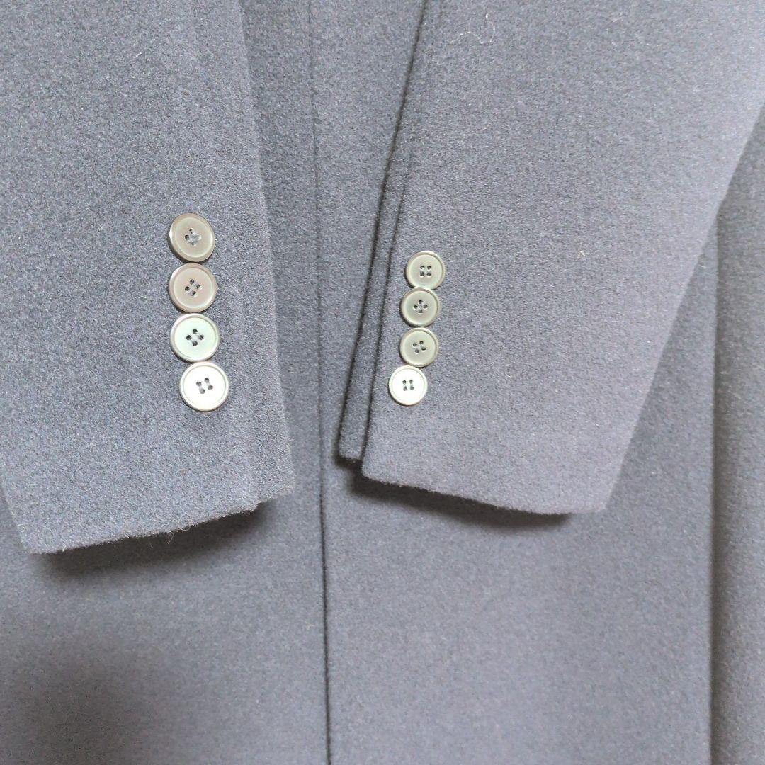 アナイ ANAYI ライトビーバーVカラーコート ノーカラー 36 ネイビー