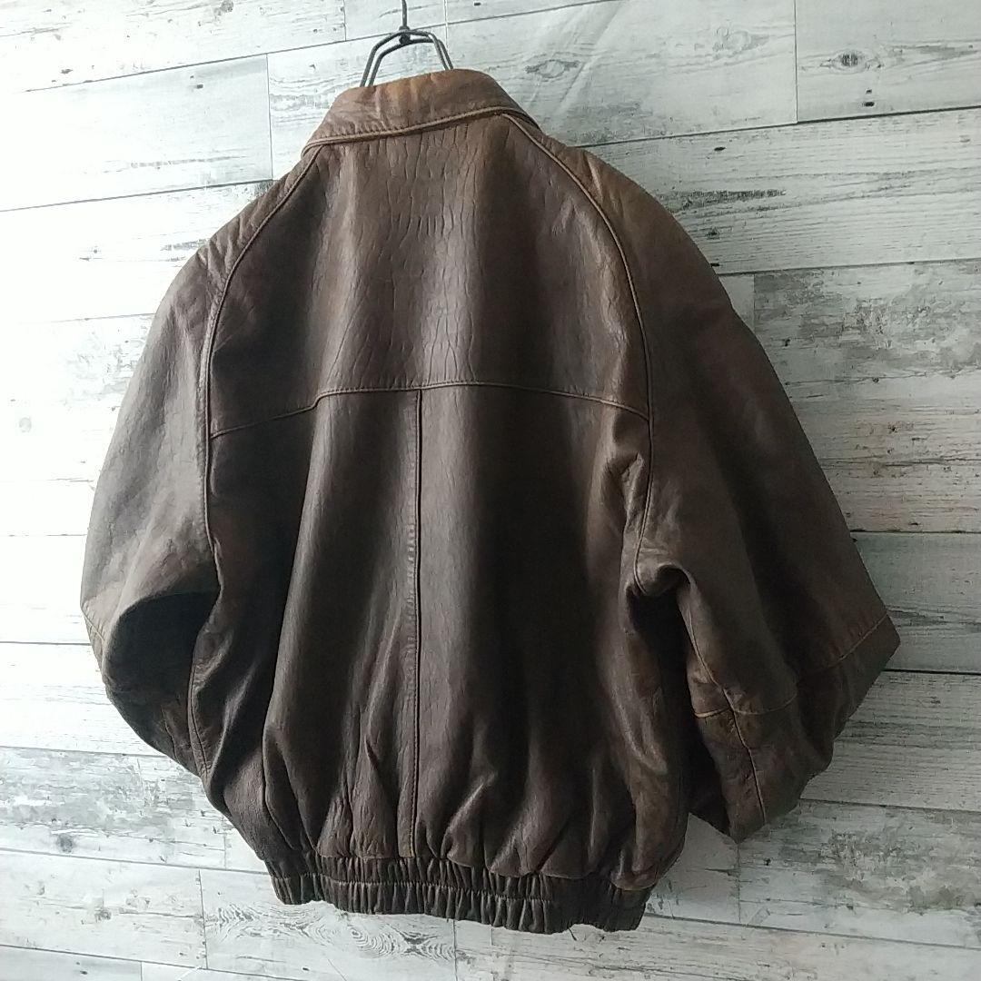 柔らかめ カウレザー 本革 裏地総柄 ペイズリー 短丈 レザージャケット L