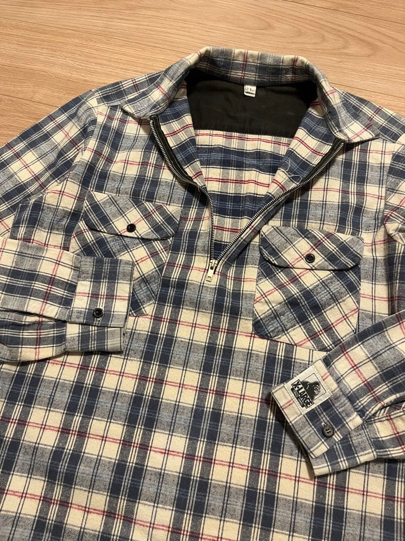 アメリカ製 90s X-LARGE エクストララージ ハーフジップ ネルシャツ