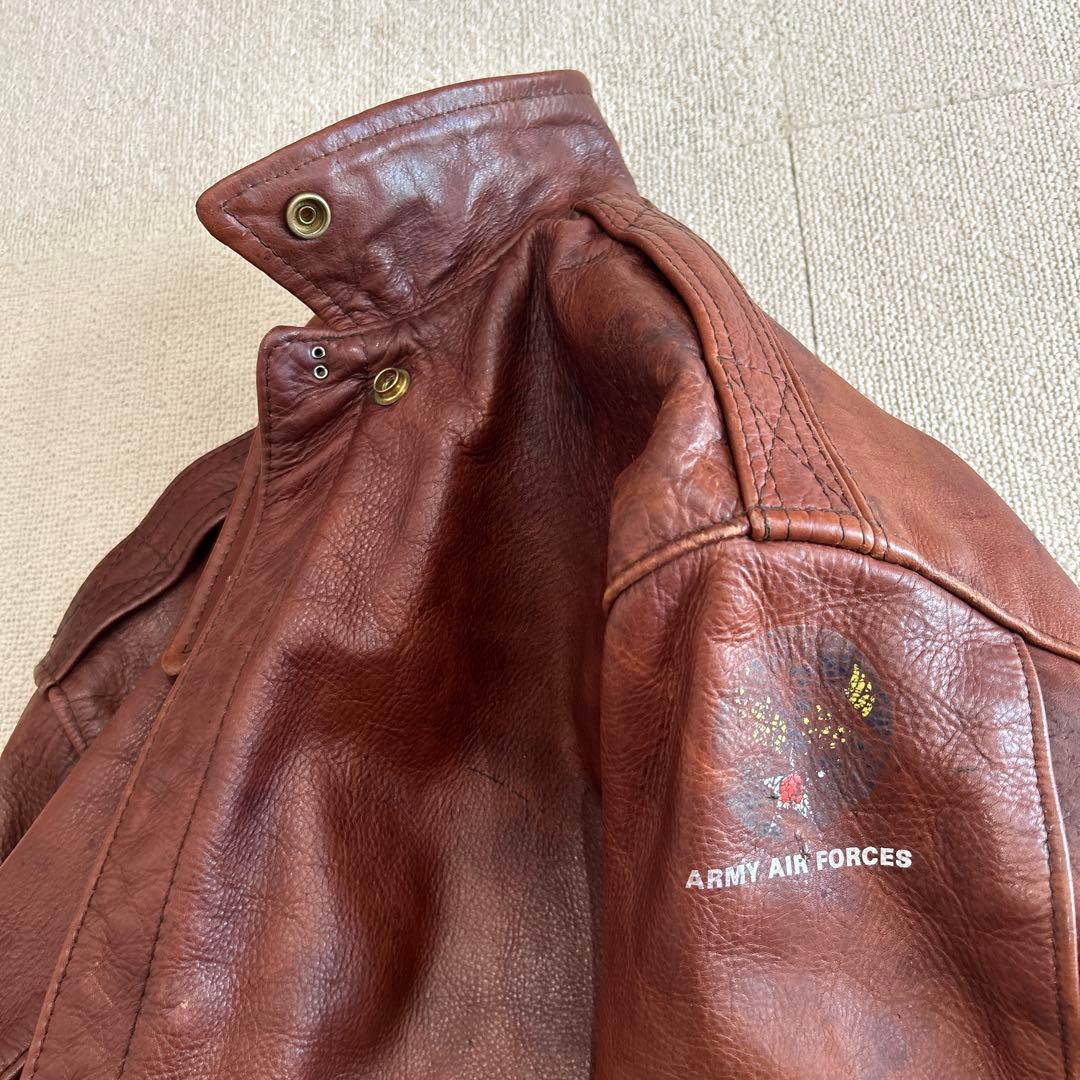エアロレザー　A-2 レザージャケット　本革　ブラウン系　40