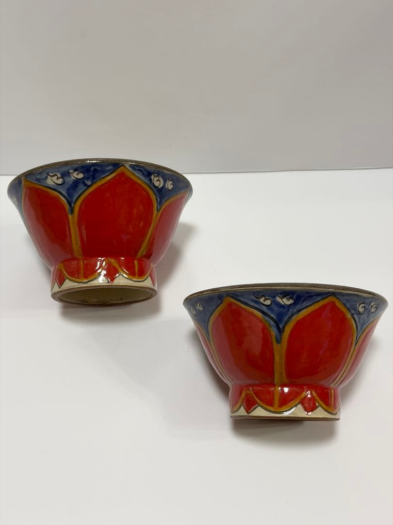 入手困難 新品 沖縄 幸陶器 やちむん【花笠マカイ 5寸】ペアセット