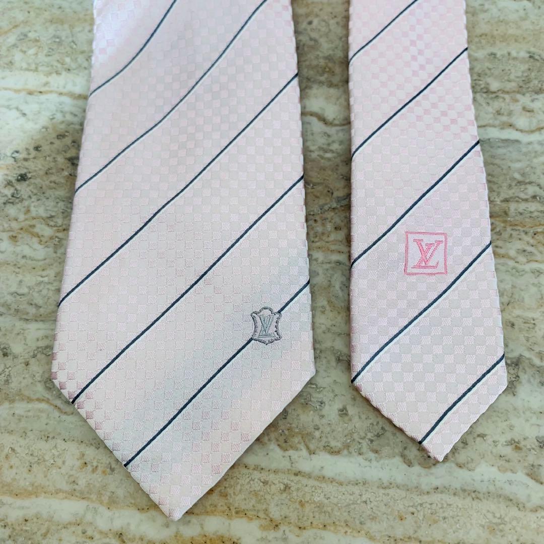 N309 新品未使用 ルイヴィトン ダミエ柄 ロゴ刺繍 ネクタイ メンズ