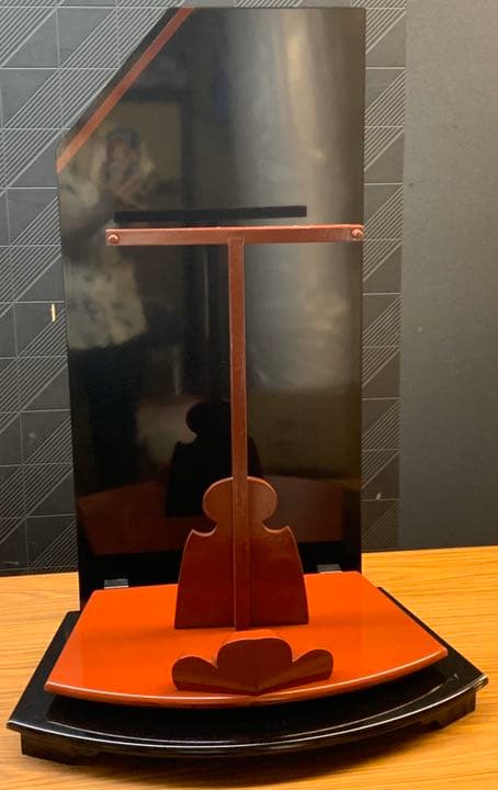 羽子板飾台 23号 朱赤 屏風付き