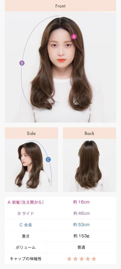 【LINEASTORIA 】天使のセンターパートロング医療用ロングフルウィッグM