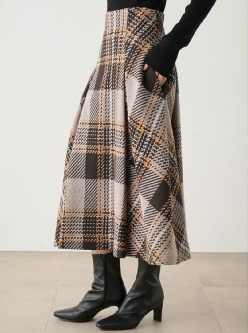 新品　SNIDEL スナイデル ロービング チェック ロング スカート