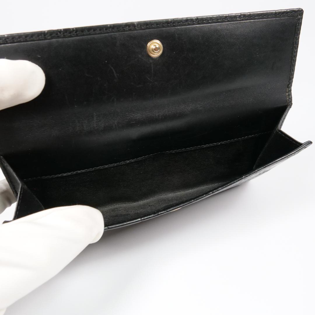 美品✨グッチ GUCCI 長財布 シマ レザー GG柄 ブラック