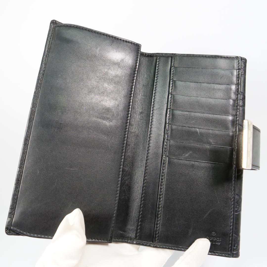 美品✨グッチ GUCCI 長財布 シマ レザー GG柄 ブラック