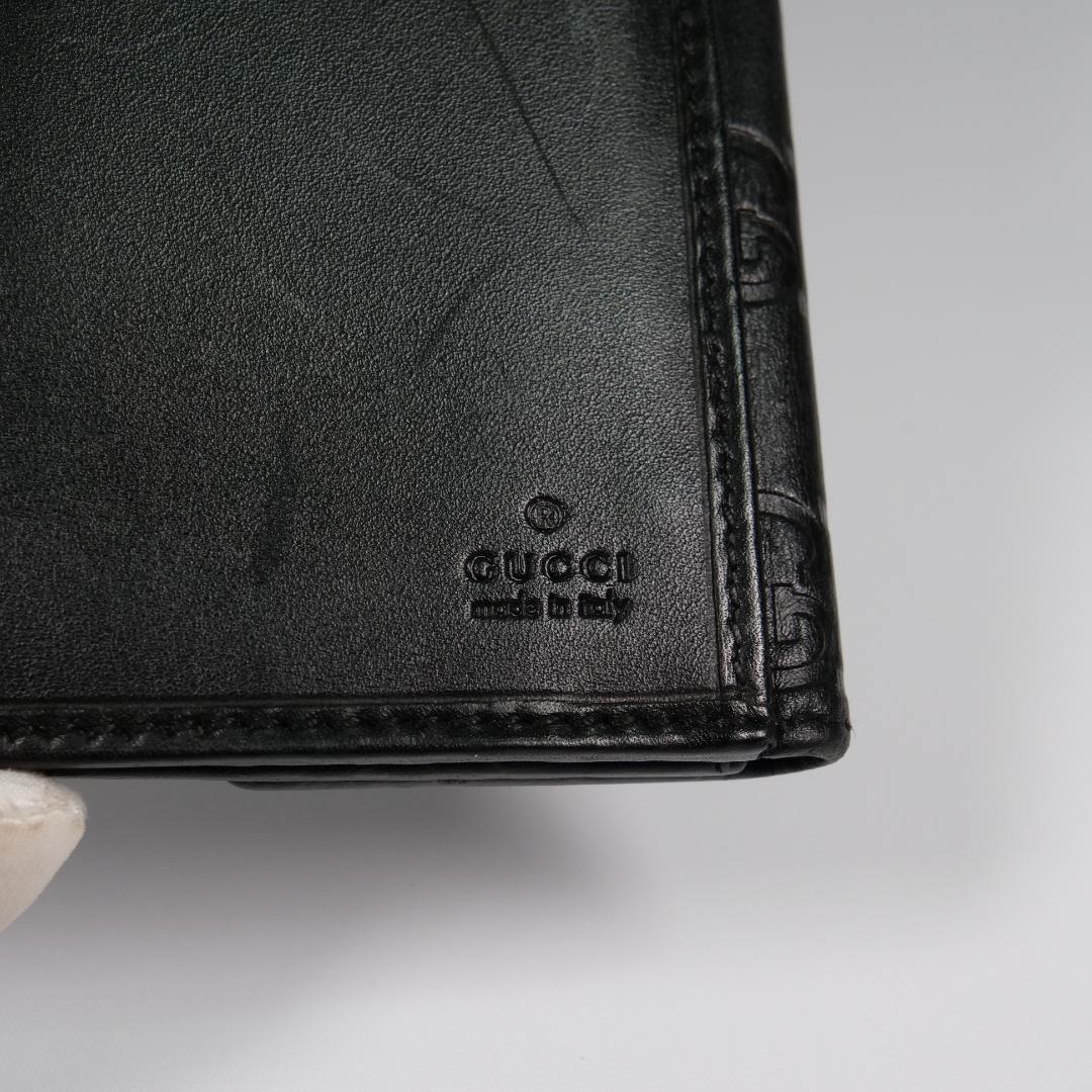 美品✨グッチ GUCCI 長財布 シマ レザー GG柄 ブラック