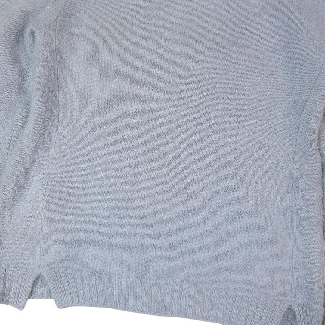 日本製 ドゥロワー Drawer カシミヤファークルーネックニット 1 S 水色