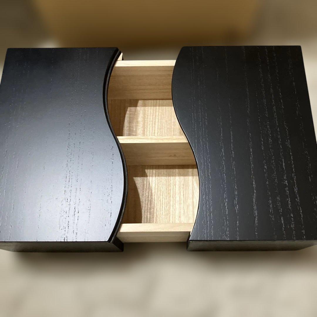 [多目的桐箱] 想ひ箱 左右開閉式 桐木地無垢材 黒 ［メモリアルBOX]