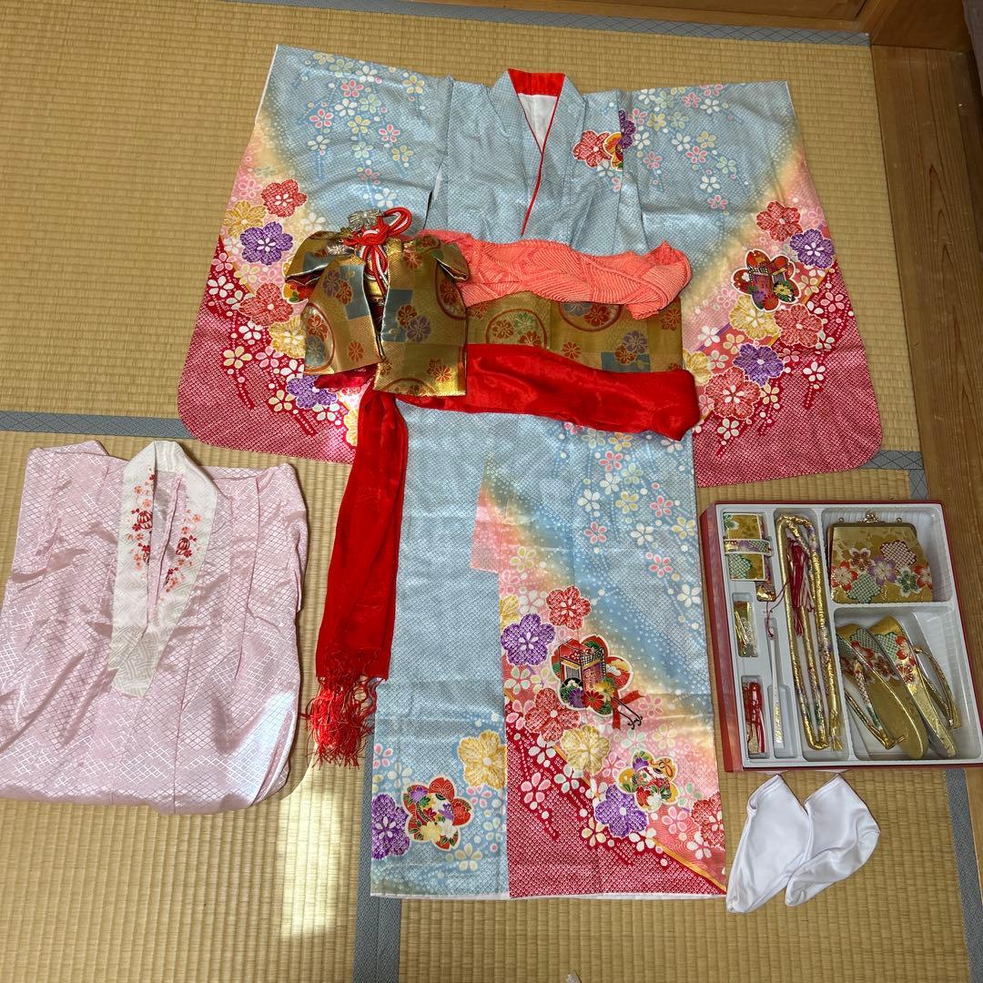 七五三　 着物　七歳　水色