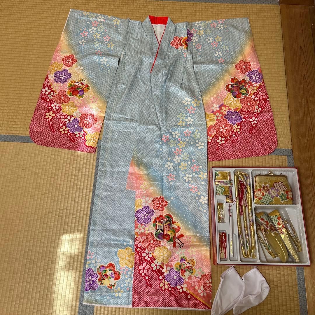 七五三　 着物　七歳　水色