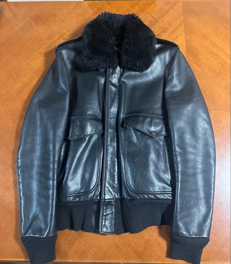 【米国製】　schott フライトジャケット　G-1 本革 黒　襟ボア　36