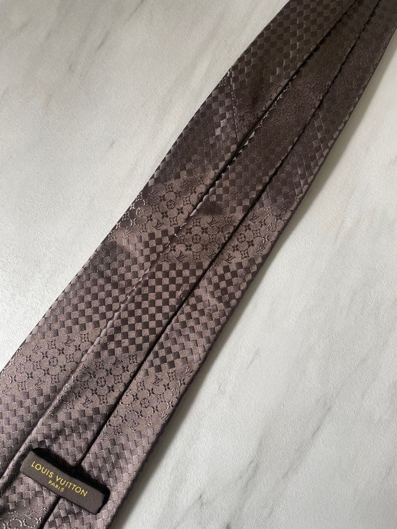 極美品 LOUIS VUITTON ジャガード ミックスモノグラム ネクタイ 茶
