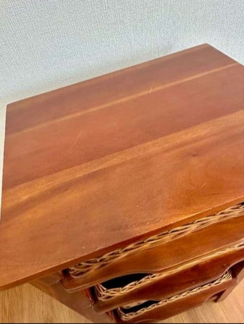 直接取引のみ籐製ラック３バスケット付き ブラウンラタン収納②