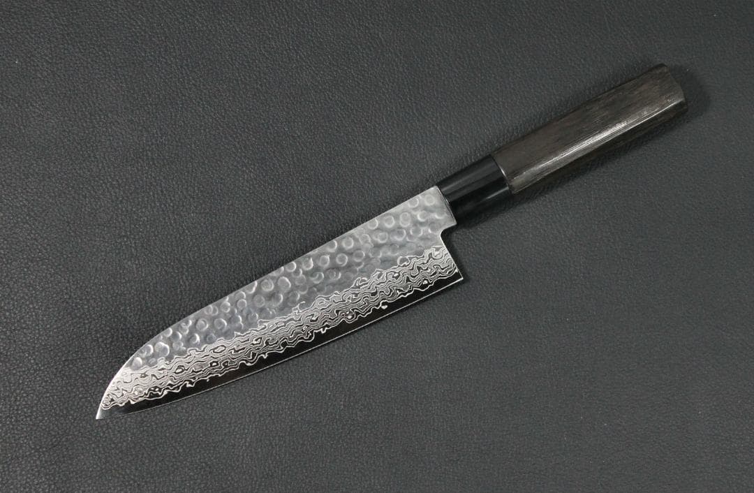 AUS10 ダマスカス 三徳包丁 180㎜ G1805 焼柄 月光作