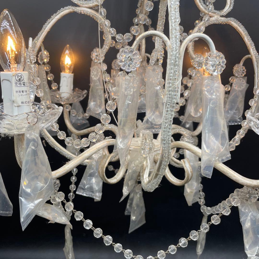 新品未使用　シャンデリア　アンティーク　ヴィンテージ　ゴールド　ホワイト