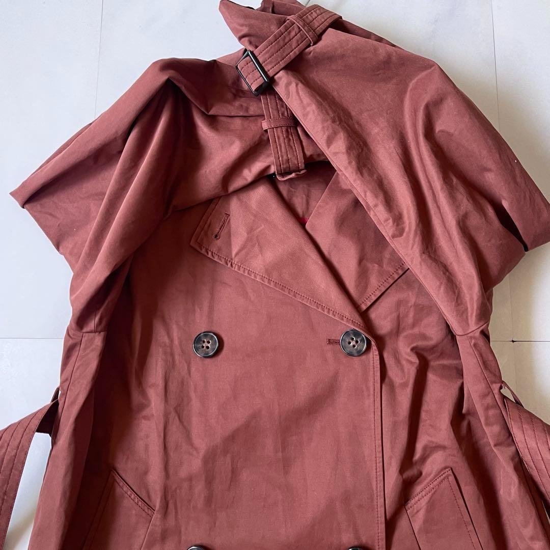 マックスマーラ トレンチコート ロング丈 ベルト レッドブラウン 着丈110cm