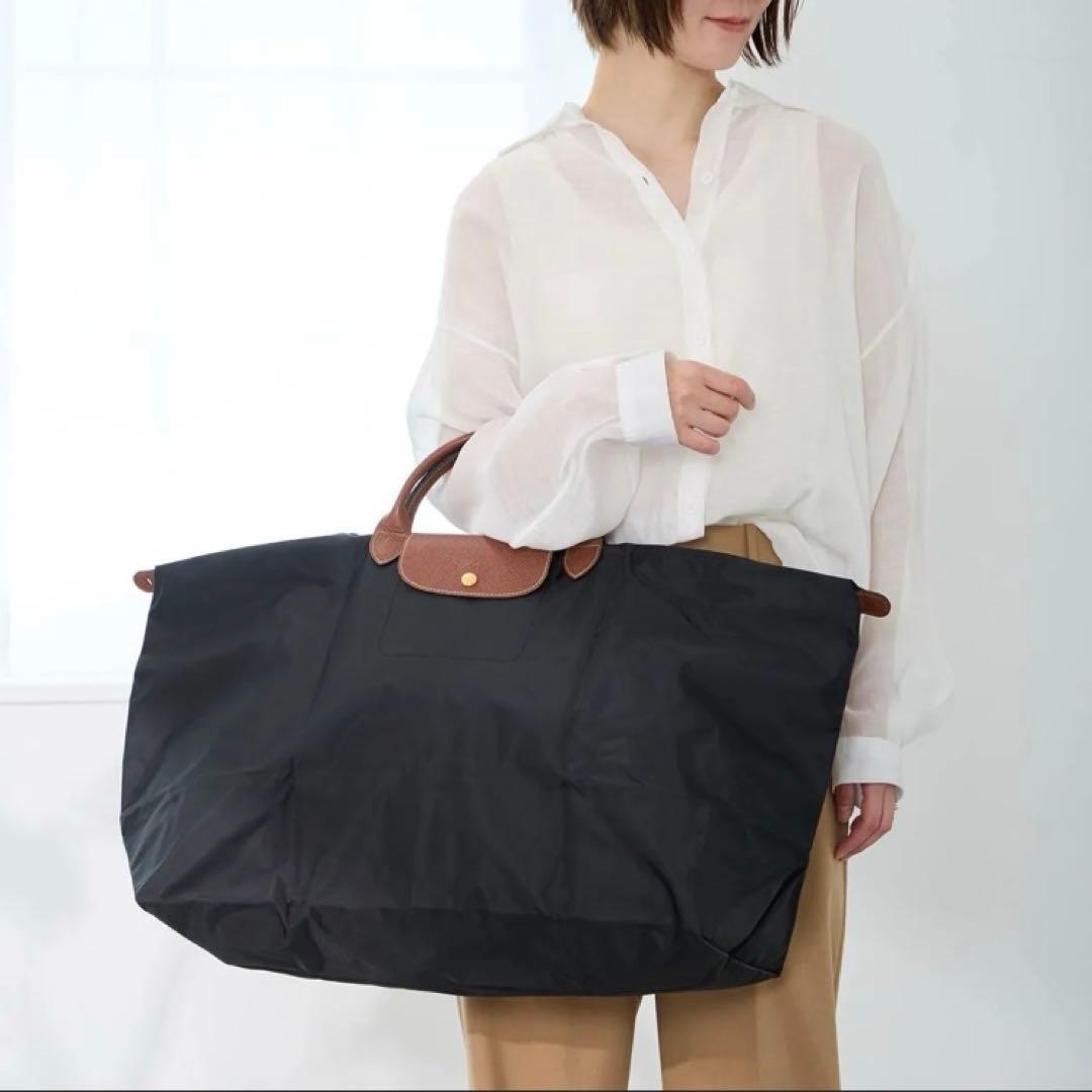 《極美品》ロンシャン　ルプリアージュ　バッグ 折り畳みトラベルバッグ　ボストン黒