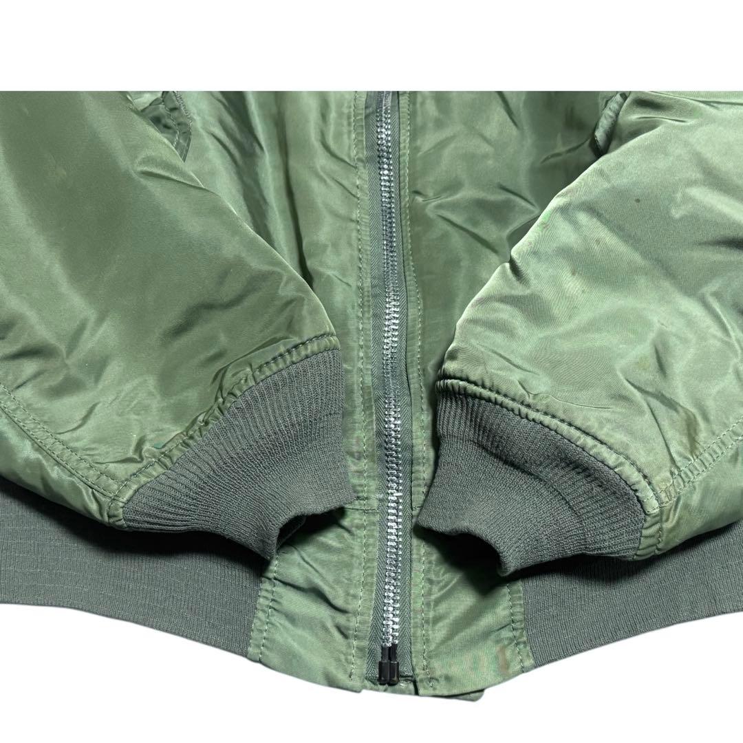 ALPHA 90s USA製 MA-1 短丈 ボンバージャケット セージ L