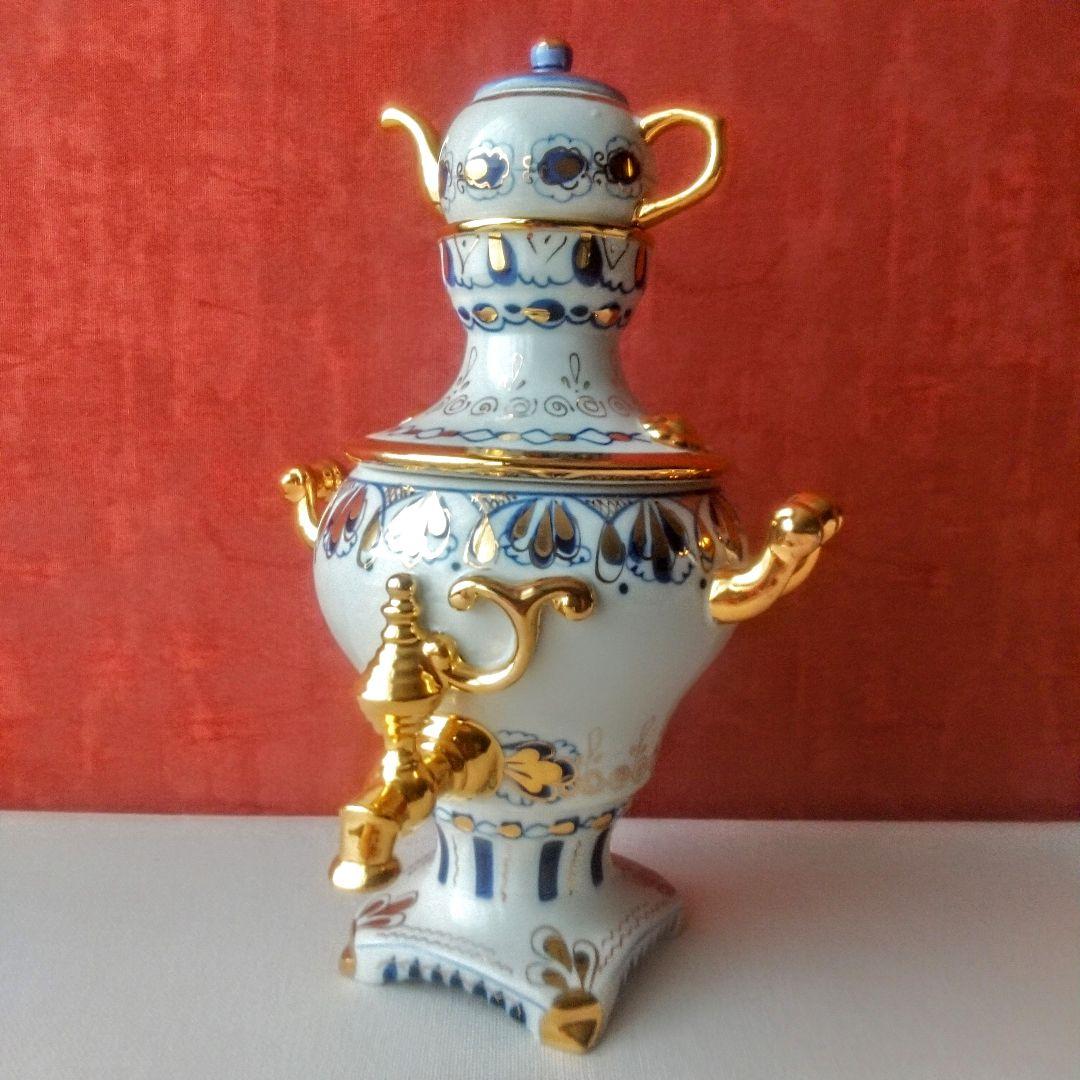 美品◆旧ソ連製◆グジェリ陶器 サモワール 置物 ヴィンテージ ハンドペイント