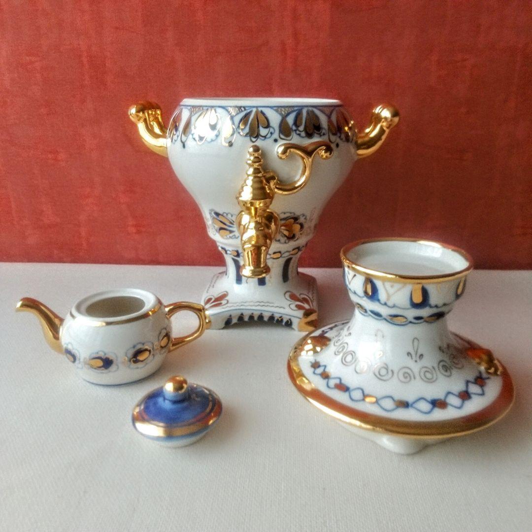 美品◆旧ソ連製◆グジェリ陶器 サモワール 置物 ヴィンテージ ハンドペイント