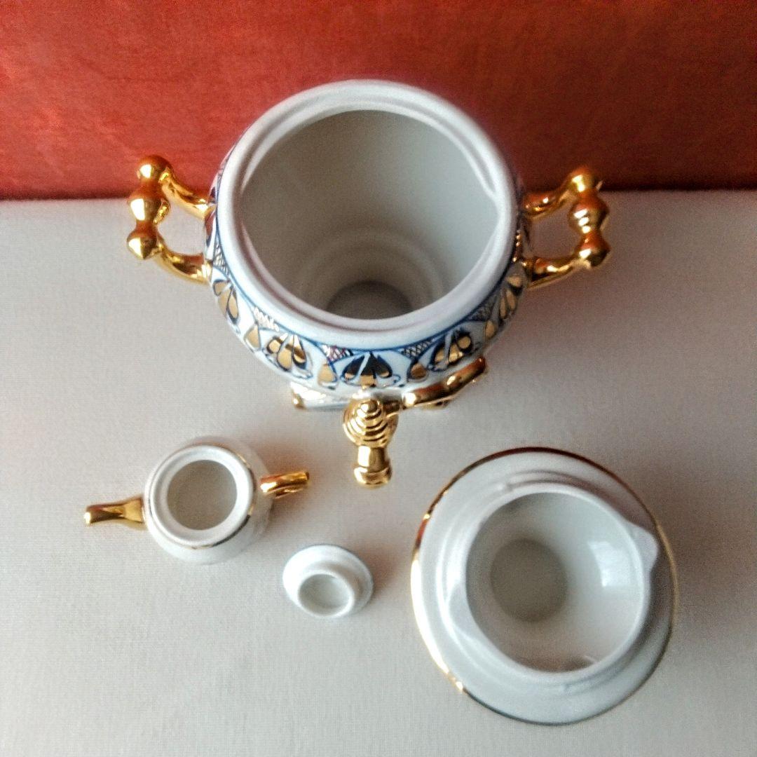 美品◆旧ソ連製◆グジェリ陶器 サモワール 置物 ヴィンテージ ハンドペイント