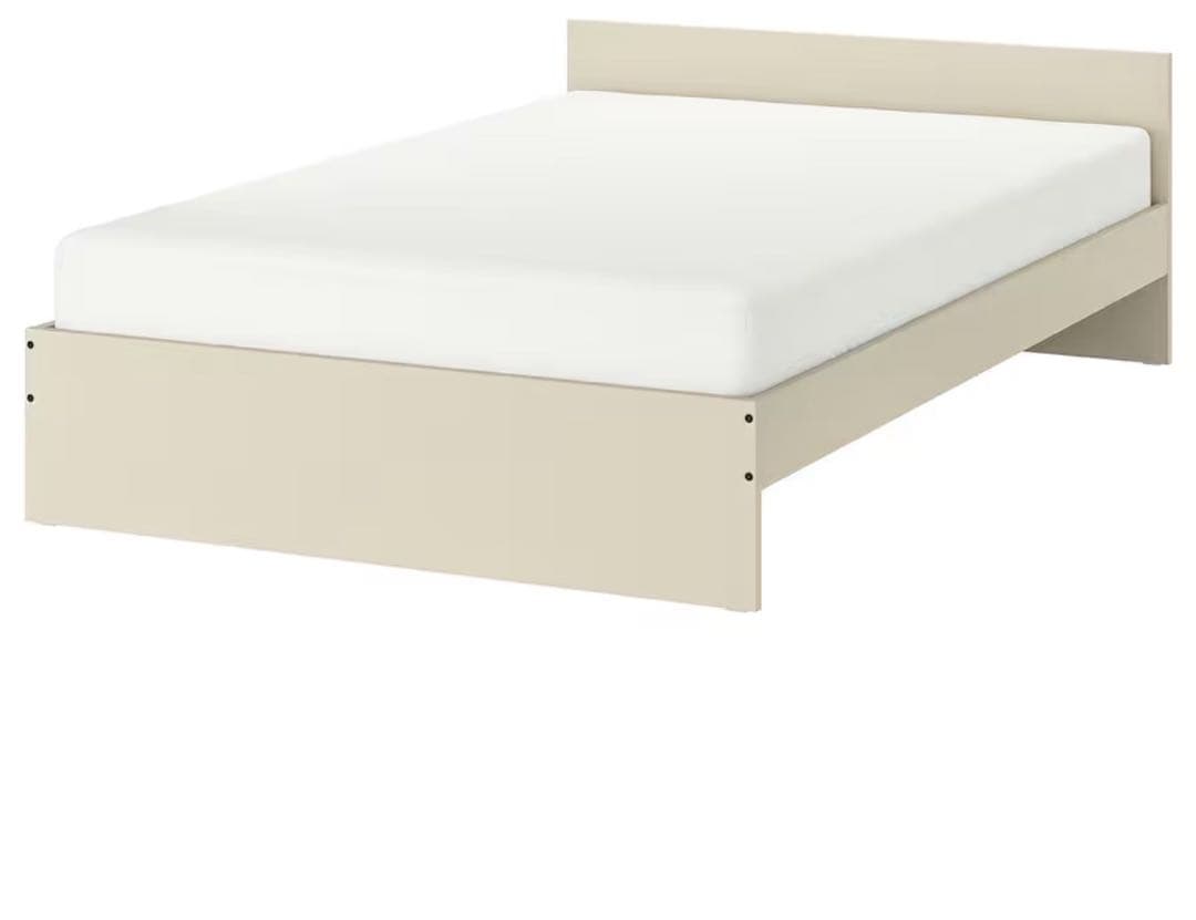 IKEA ホワイトダブルベッドフレーム すのこ付