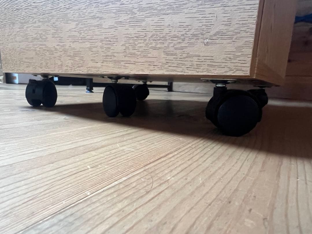 【美品LOWYA】ナチュラルカラーデスク キャスター付きキャビネットセット