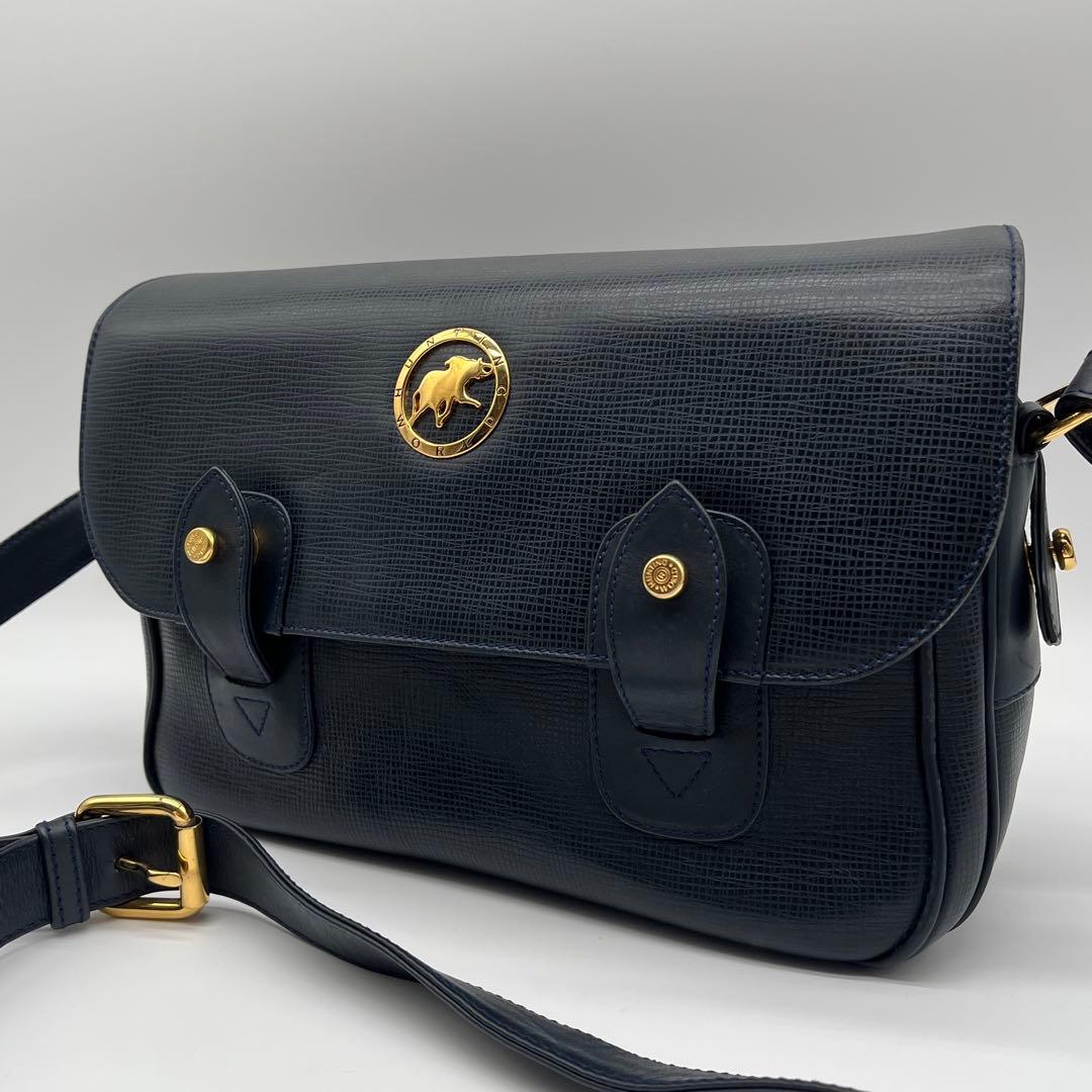 【極美品】ハンティングワールド キャリーオール メッセンジャー レザー ネイビー