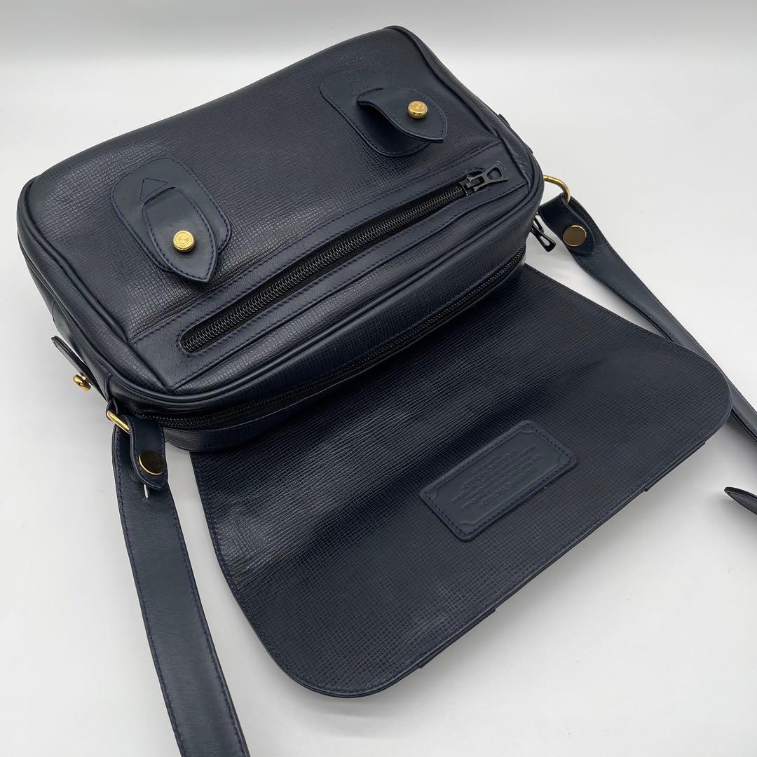 【極美品】ハンティングワールド キャリーオール メッセンジャー レザー ネイビー