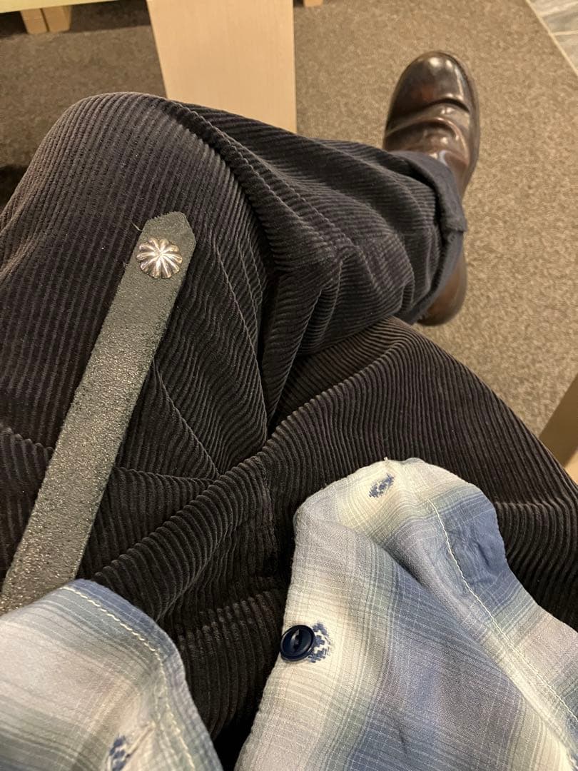 【ハンドメイド　オーダーメイド】シルバー950コンチョ　ナローベルト　　ブラック