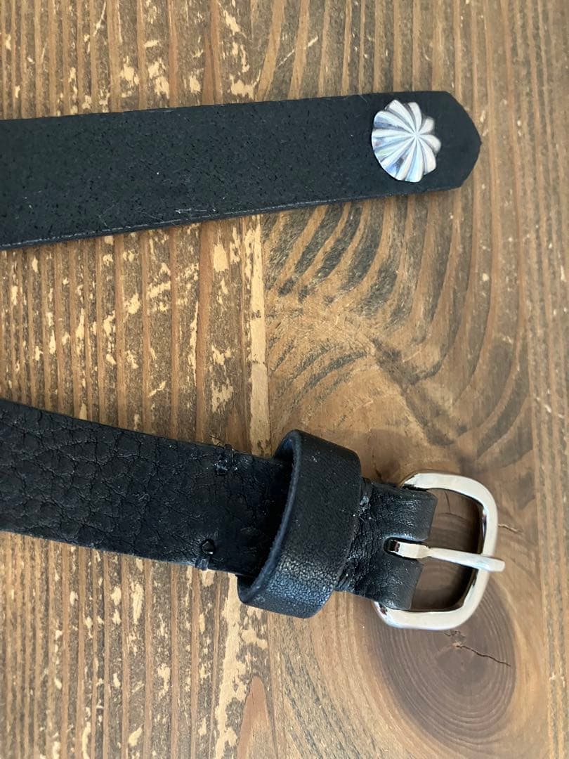 【ハンドメイド　オーダーメイド】シルバー950コンチョ　ナローベルト　　ブラック