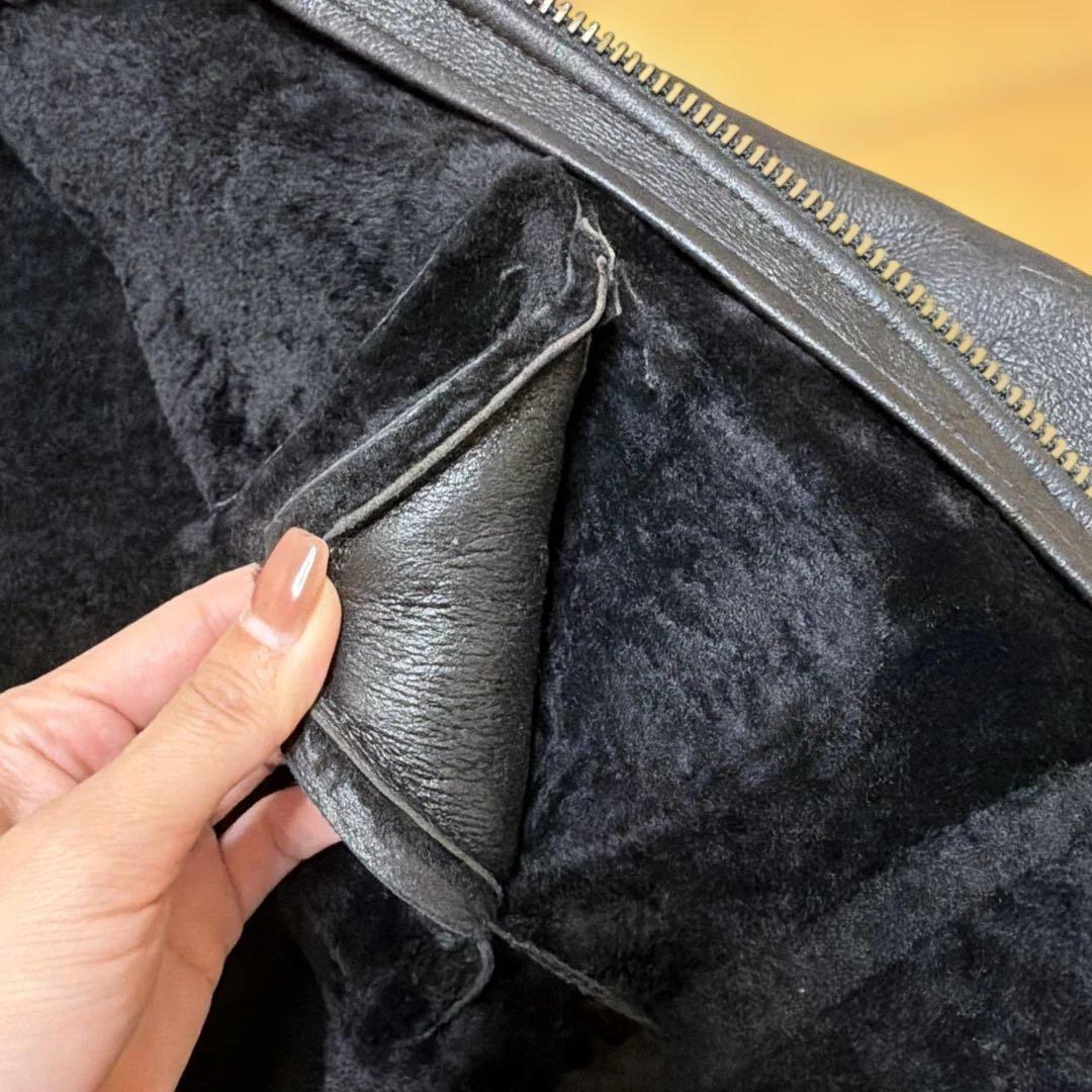 カールヘルム　中ボアレザーブルゾン　羊革　ブラック　フリーサイズ