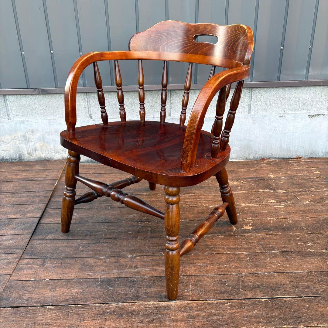 ②昭和レトロ 柏木工 KASHIWA ウィンザーチェア 木製 椅子 アンティーク