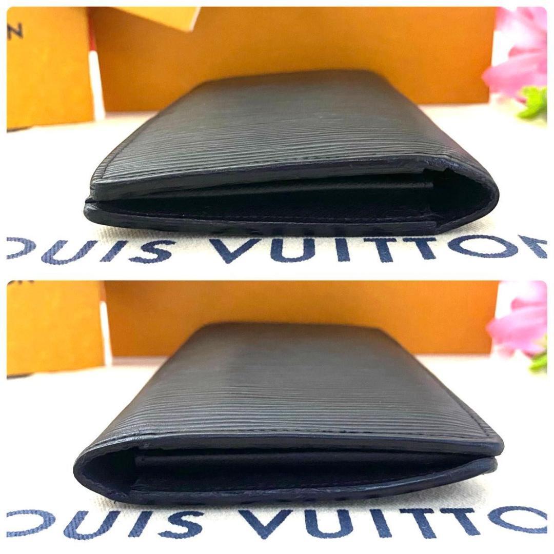 ルイ ヴィトン◎ポルトフォイユ ブラザ エピ ノワール 長財布 ストライプ 黒