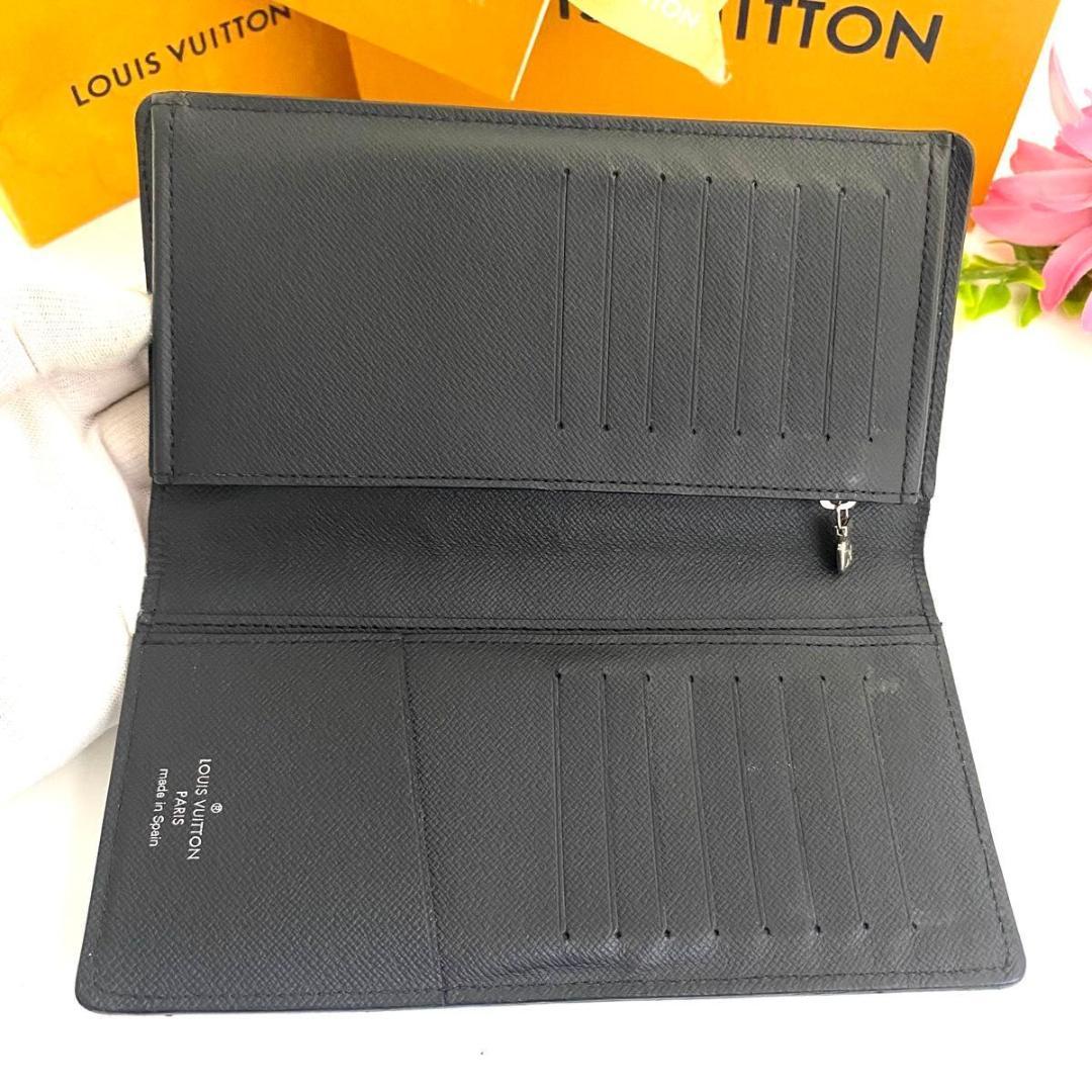 ルイ ヴィトン◎ポルトフォイユ ブラザ エピ ノワール 長財布 ストライプ 黒