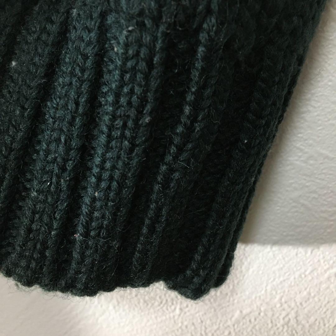 【個性派古着】ポロラルフローレン ウール緑カーディガン　豪華ワッペン　肉厚M