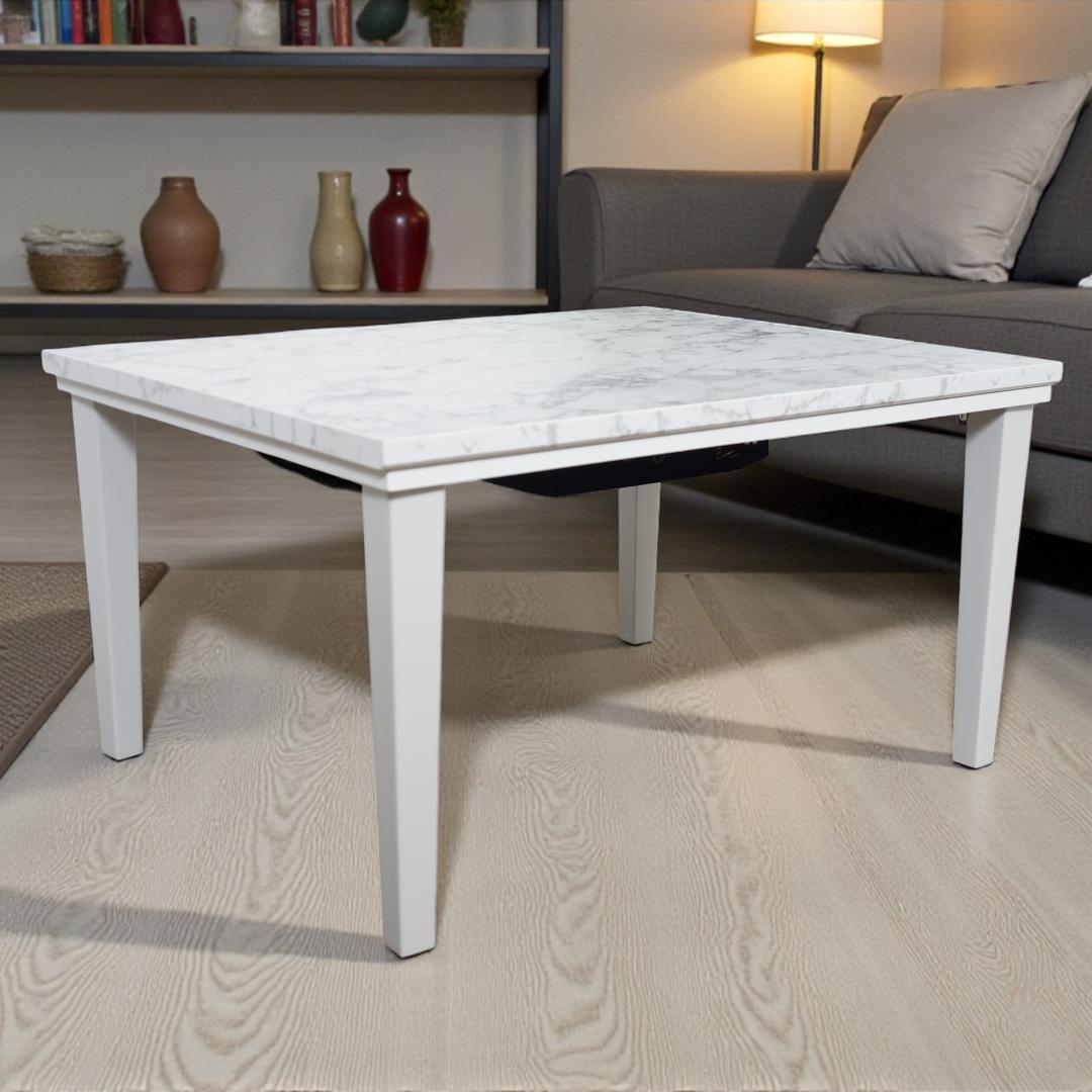 【新品訳あり】大理石柄 こたつテーブル 75×60cm コンパクト