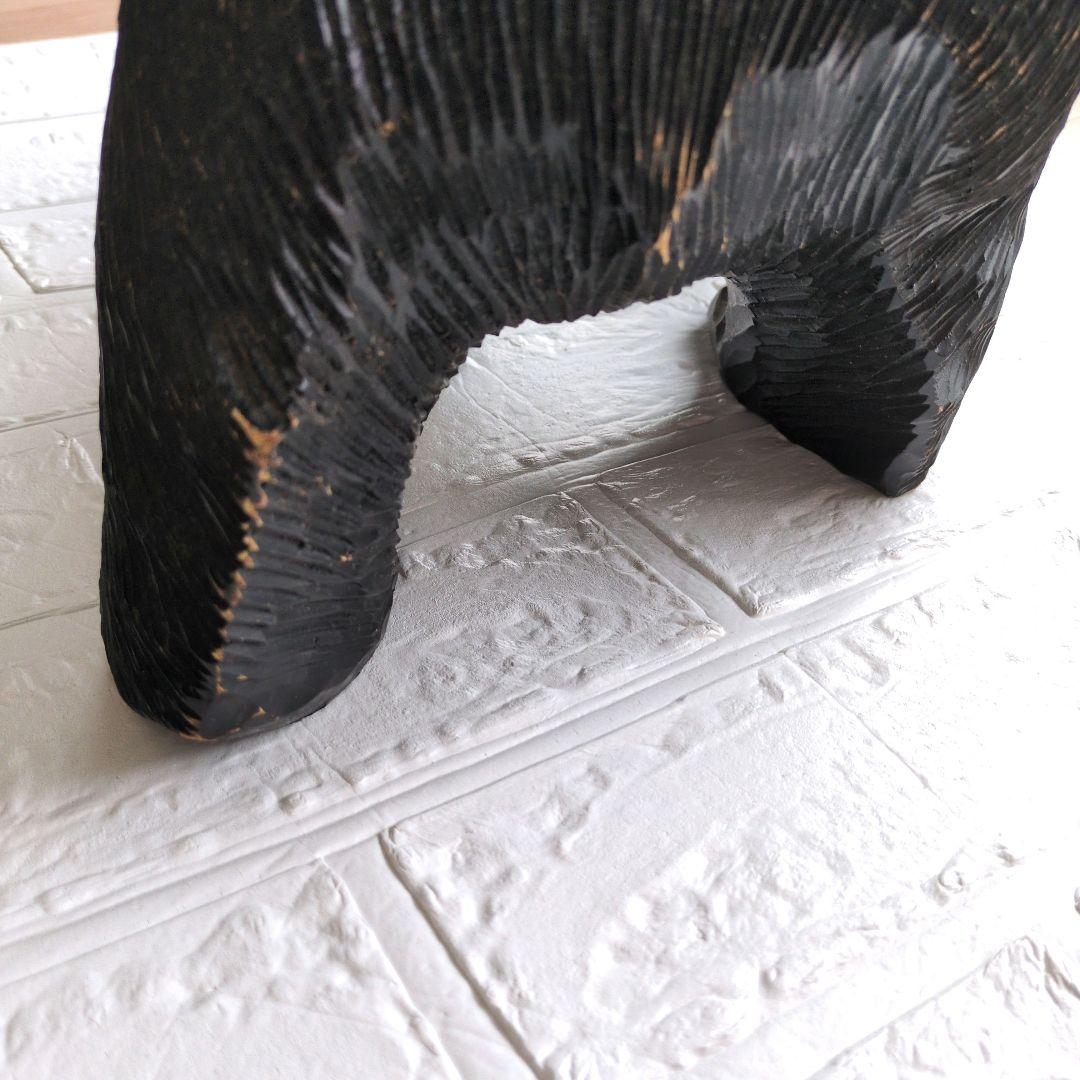 クマ 木彫り 置物 作者あり 大きめ