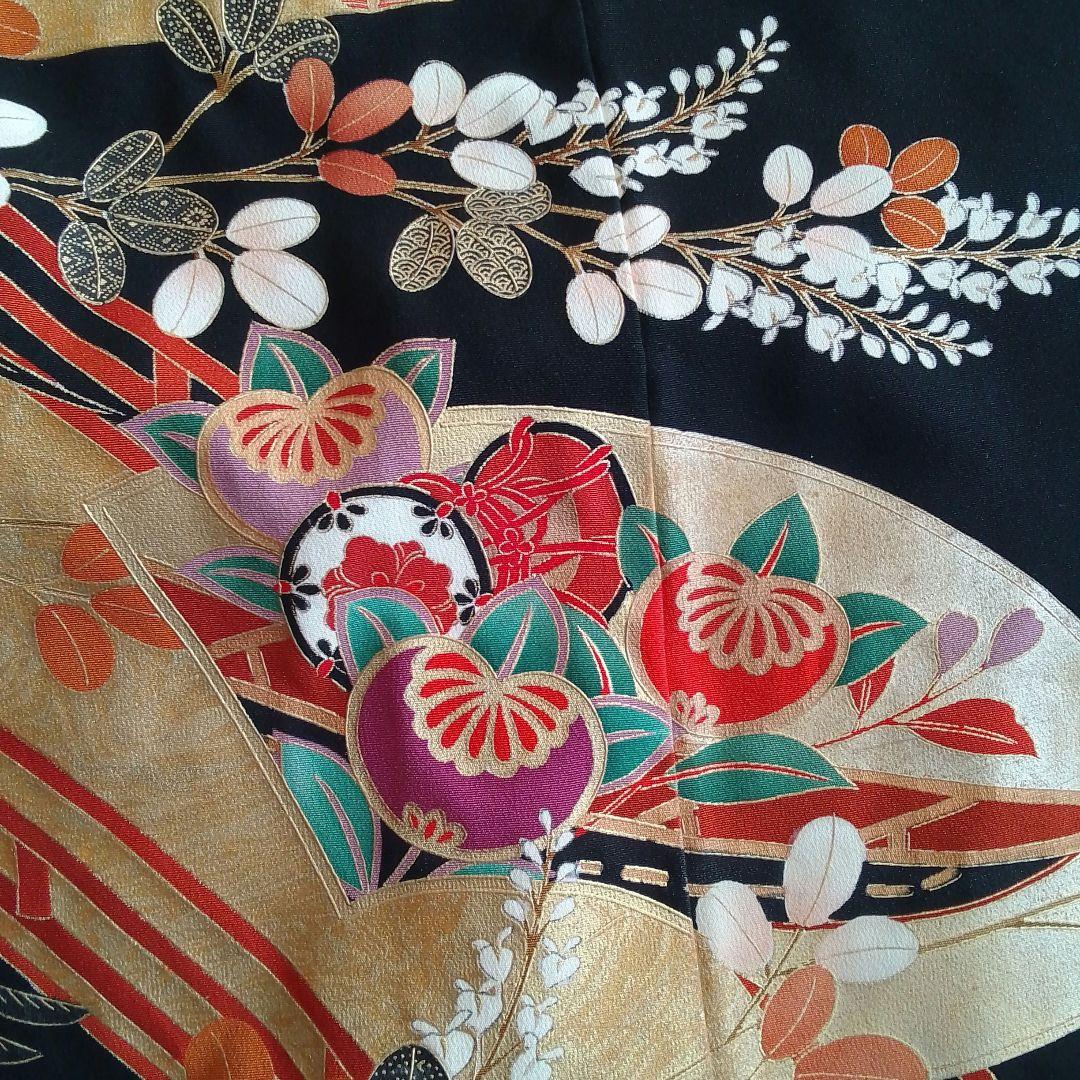 着物リメイクワンピース 留袖ドレス萩と菊 落款あり作家物