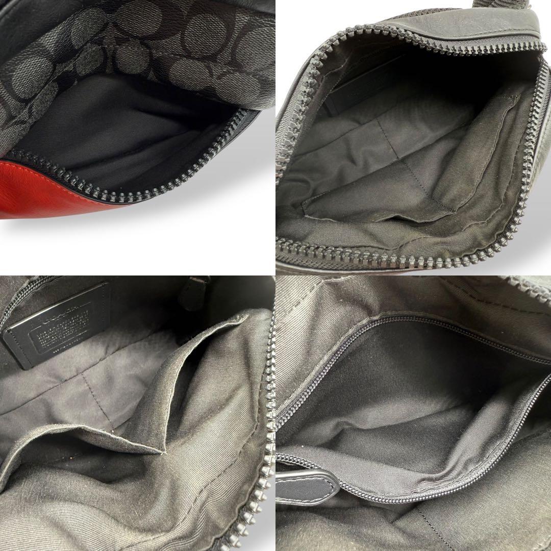 【美品】COACH コーチ ボディバッグ PVC メンズ ウエストポーチ 赤黒