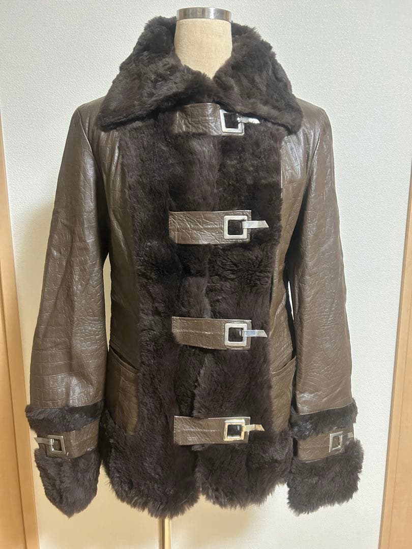 【D&G】ファー付 型押しレザージャケット