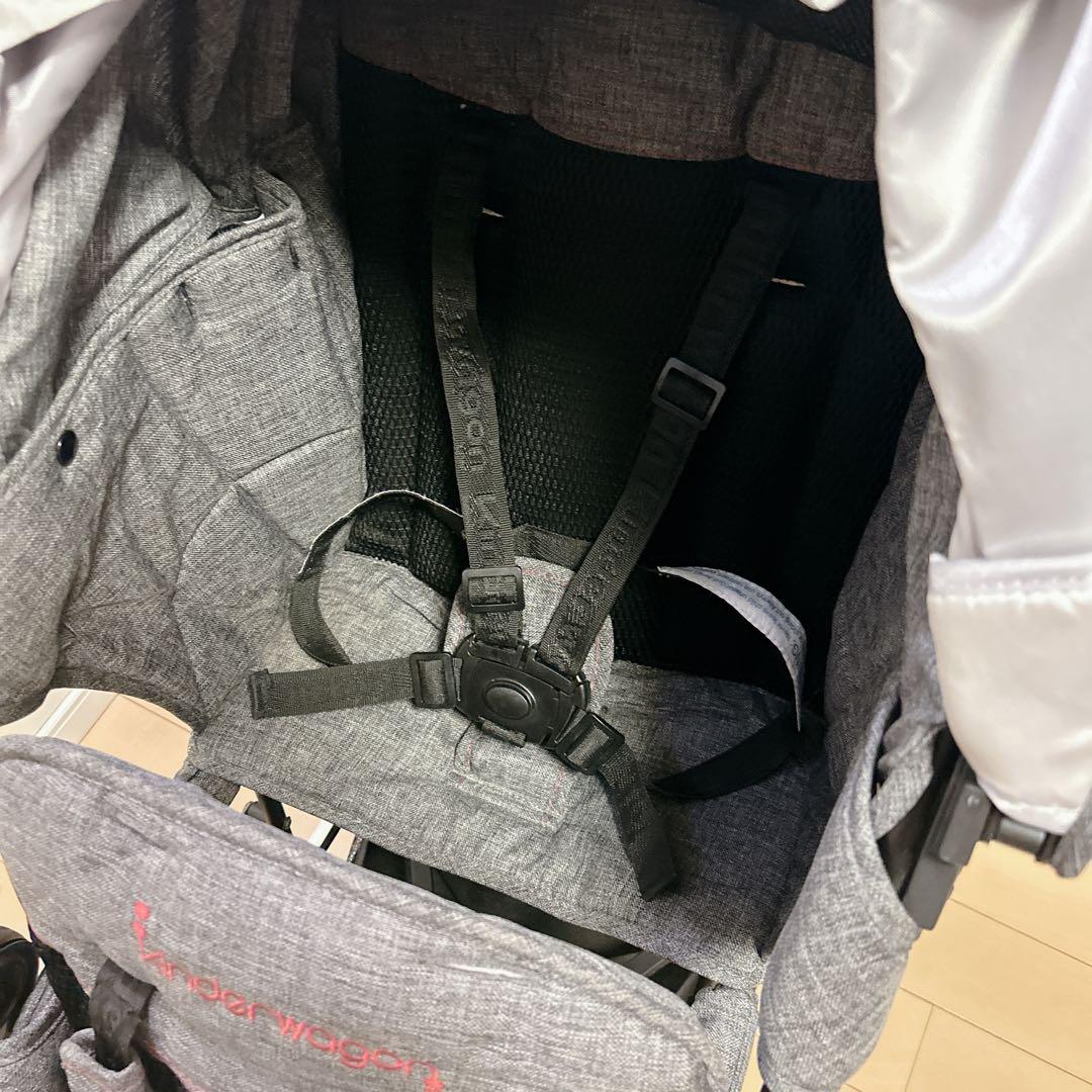 わんわん様　キンダーワゴン DUOシティHOP グレーデニム 縦型 2人乗り